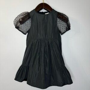 Zara Kids Black Mini Dress Organza Sleeves Romantic Sz 9